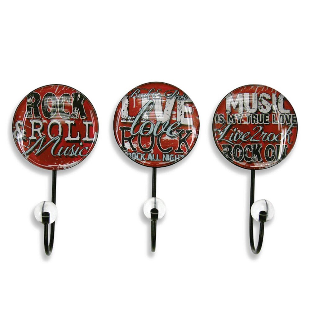 NWT Studio 5 Set of 3 Music Wall Glass Hooks Rock n Roll